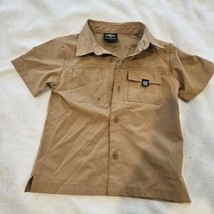 Athletic Works Tan Short-Sleeve Button-Down Shirt